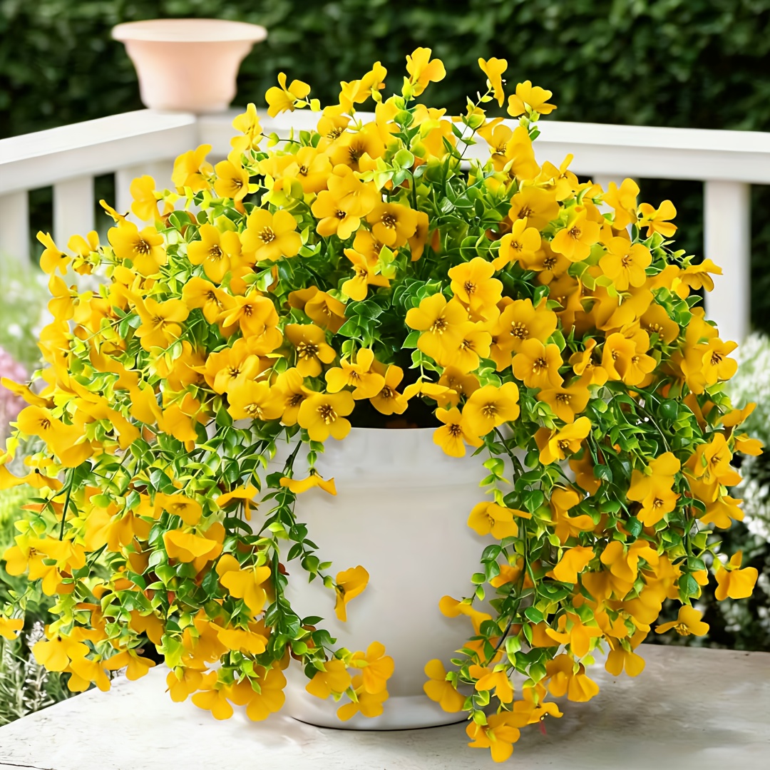 2pcs artificial hanging daisy plants uv resistant spring decoration suitable for indoor outdoor home porch or     in white potted plants durable plastic flowers