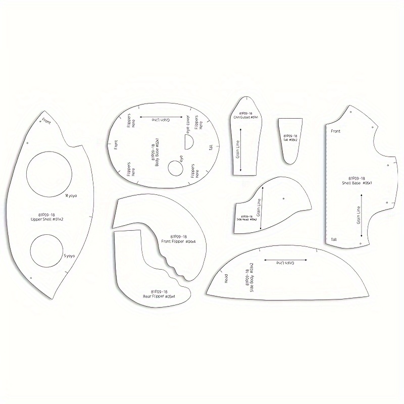 Image of 9pcs Turtle Making Acrylic Template Diy Doll Quilting Stencils Turtle Handmade Sewing Tool Templates Handcraft Decoration Birthday Festival Gifts