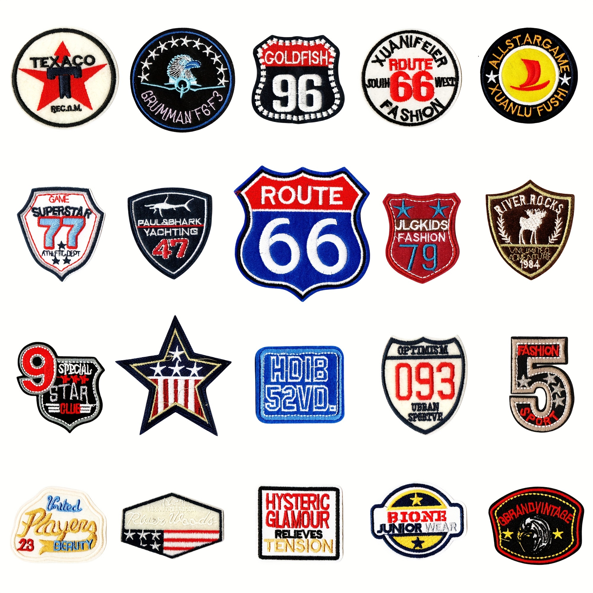 

20pcs Embroidered Iron-on Patches, Assorted - Diy & For Clothes, , Jackets