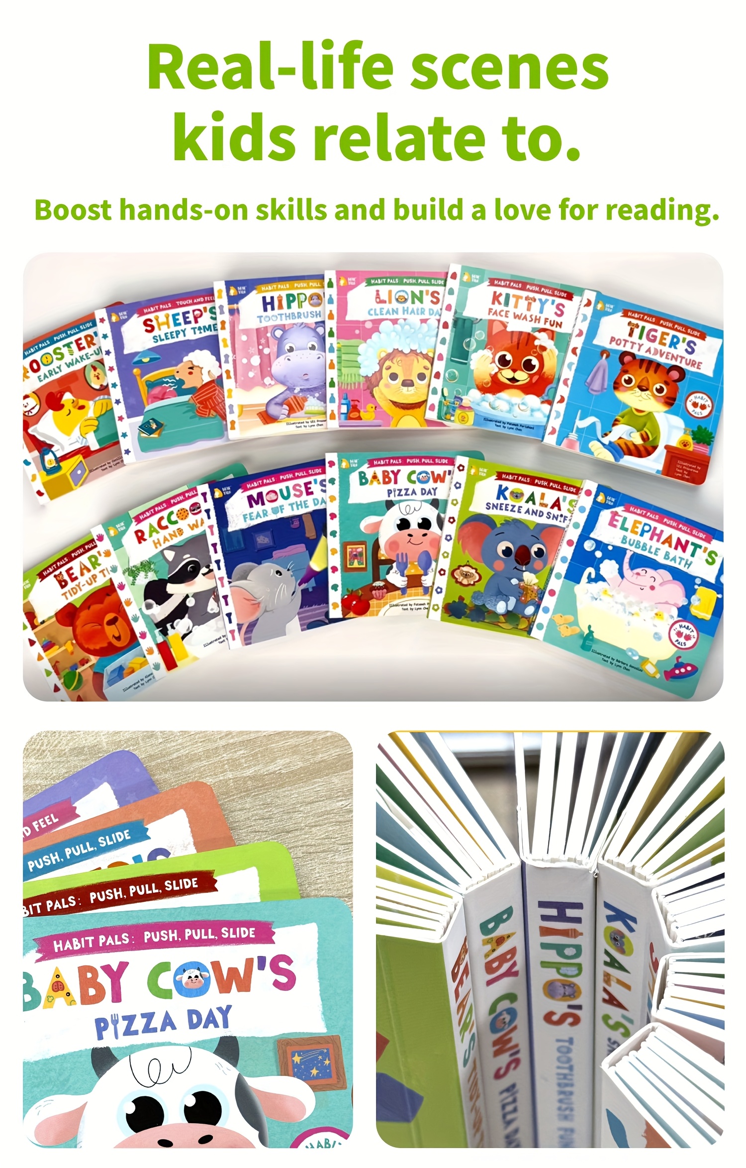 Baby busy book, Sneeze and Sniffle, Cultivates Good Hygiene Habits & Independent Operation Skills Fun Mechanical, Lift-the-Flap Books, interactive sensory book, clean habit, daily routine, english early learning, good behavioral habits in children, improve independent ability, fun mechanical books, hands-on ability, Christmas & Birthday Present, push and pull, kaola, lion, dianosaurs, sheep, farm cow, elephant, rooster, animals series.