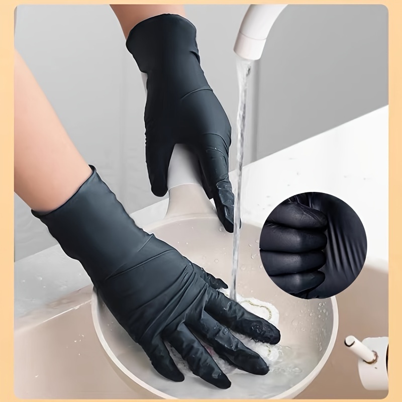 

100pcs, Disposable Nitrile Gloves, Durable Household Cleaning Gloves, Waterproof Gloves Suitable For Kitchens Cleaning, Tattoo, Hair Dyeing, Pet, Beauty Salons, Cleaning Supplies, Household Gadgets