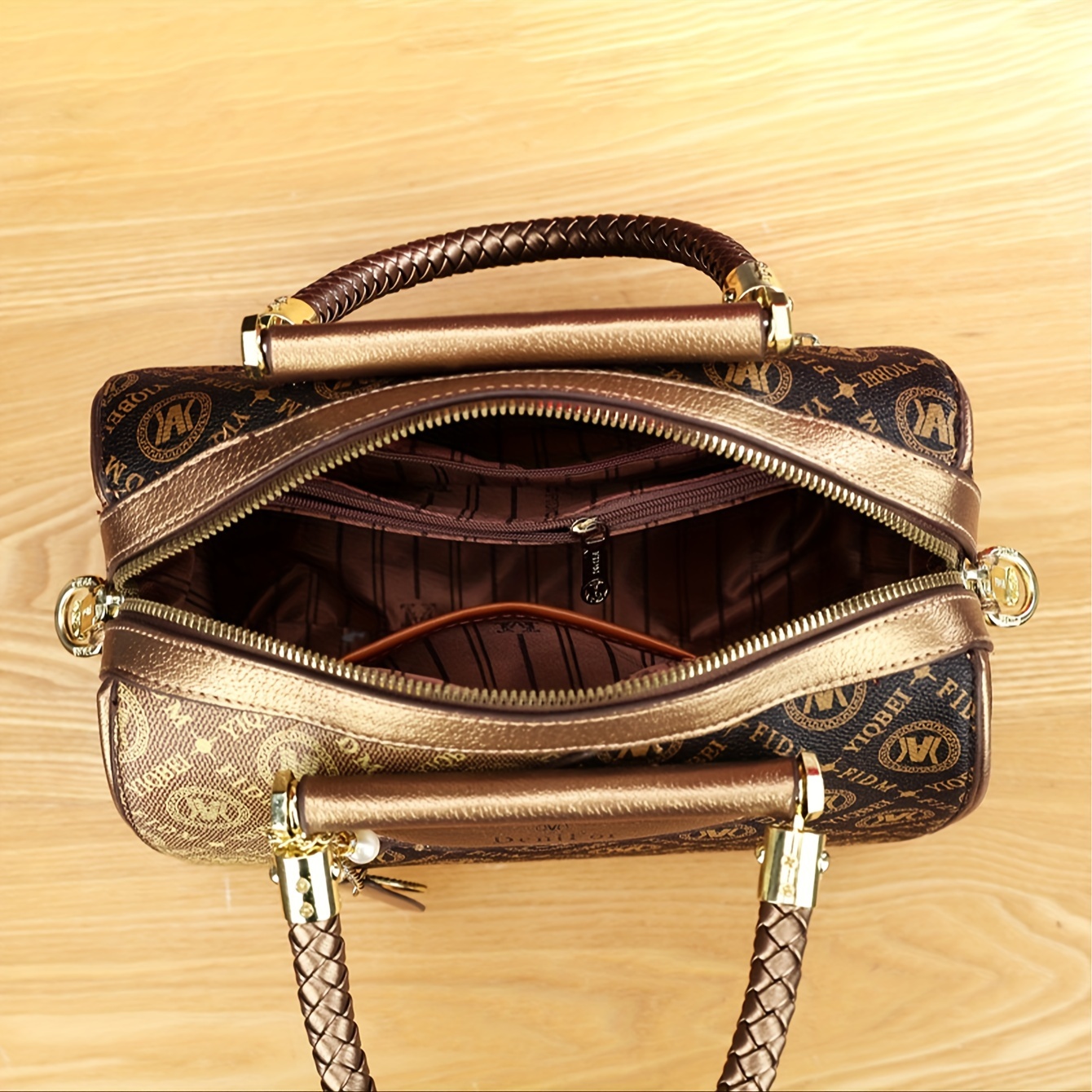 elegant and delicate ladies bucket bag with leaf pendant lightweight multi compartment shoulder bag adjustable shoulder strap with carry handle crossbody bag suitable for students and workers for commuting or traveling womens purse holiday gift details 3