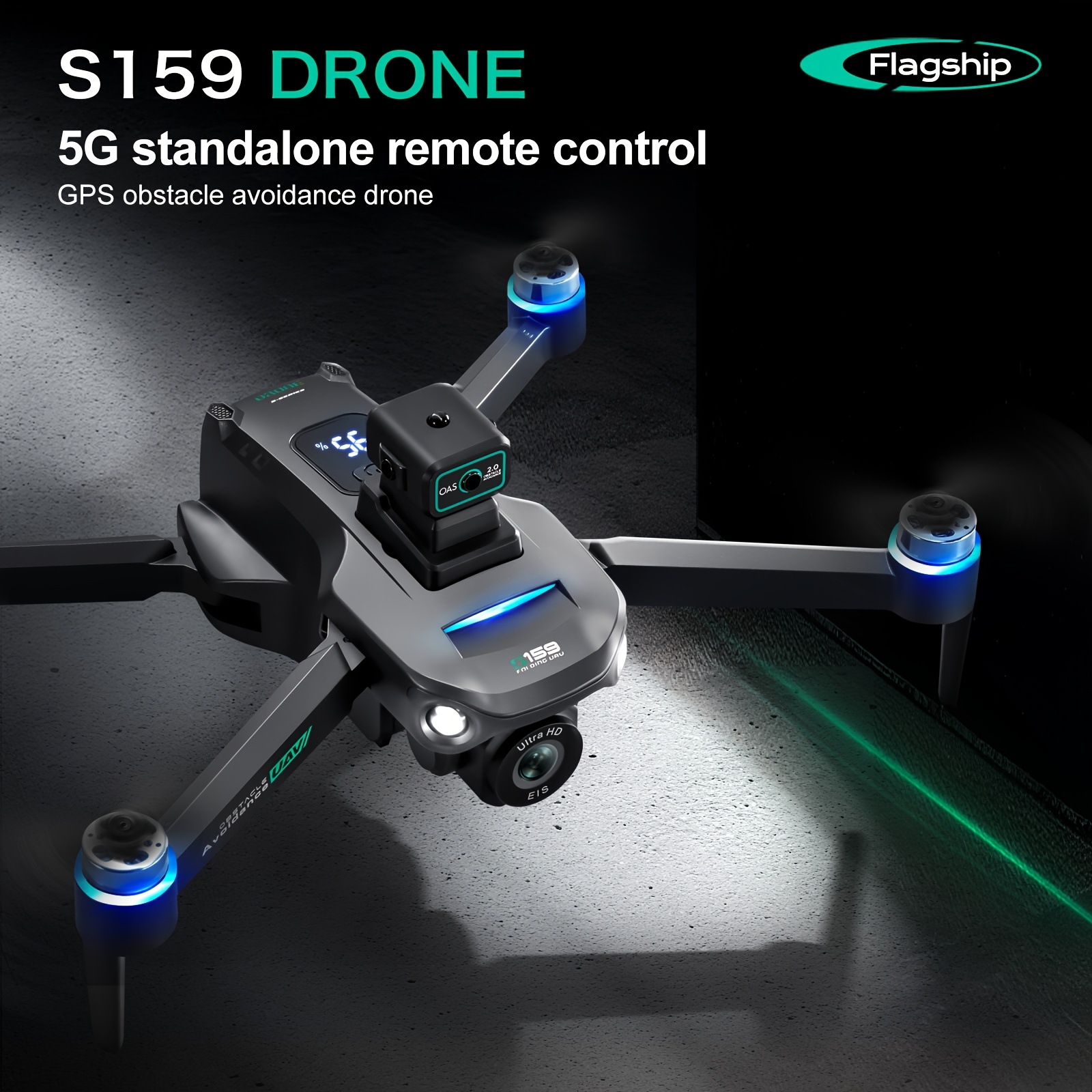 YLRC S159 Dron z Podwójnymi Kamerami HD (720P), Inteligentne Omijanie Przeszkód, Optyczny Lot na Miejscu, Powrót/Orbita Jedną Klawiszem, Lokalizacja GPS, Składany Dron z LED Nocnym Światłem, Sterowanie przez Aplikację i Pilot, Poręczna Konstrukcja dla Dorosłych i Początkujących – Idealny do Fotografii Lotniczej, Mapowania, Monitoringu, Latający Rekreacyjnie, Elegancki Design, Wytrzymała Budowa, dla Miłośników Technologii