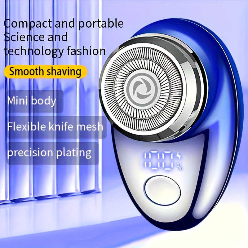 Afeitadora rotativa compacta USB recargable para hombre, con cuerpo de acero inoxidable para un afeitado suave, ideal para viajes y un gran regalo para el Día del Padre para papás y maridos