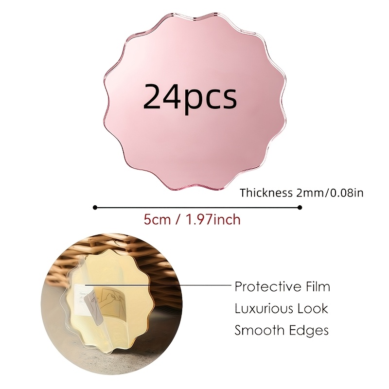 TEMU Lot de 24 cartes de place vierges en acrylique or rose à bord , étiquettes nominatives à écrire soi- pour décoration de table de mariage,