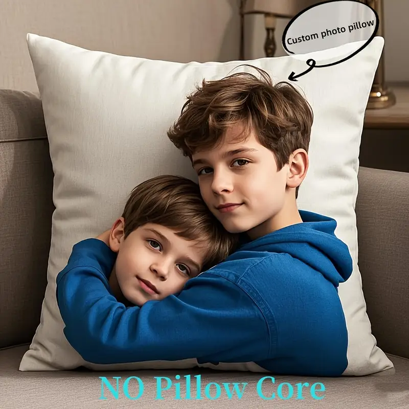1 photo pillow cover double sided personalized print contemporary style zipper closure machine washable multiple sizes for bedroom living room decor family portrait gift no insert included decorative pillow covers personalized decor item fabric Product details 1