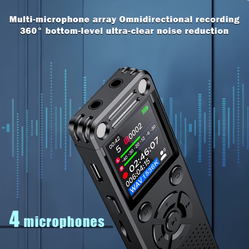 64gb professional voice recorder metal case 1536kbps 4 microphones 360 panoramic sound pickup stereo speakers cd   agc high     for conference classroom interview