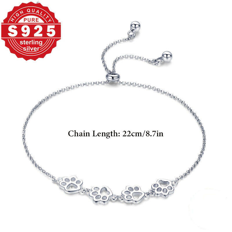 s925 Pure Silver Bracelet with Sweet Footprint Design