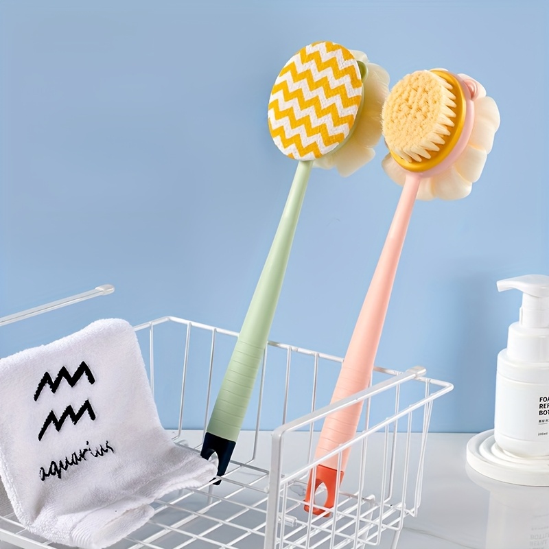 1pc long handled shower body brush with bristles loofah curved back scrubber for exfoliation massage and light beige   in 1 bath tool for men women   design exfoliating scrubber longhandle design durable scrubber soft mesh sponge Product details 7