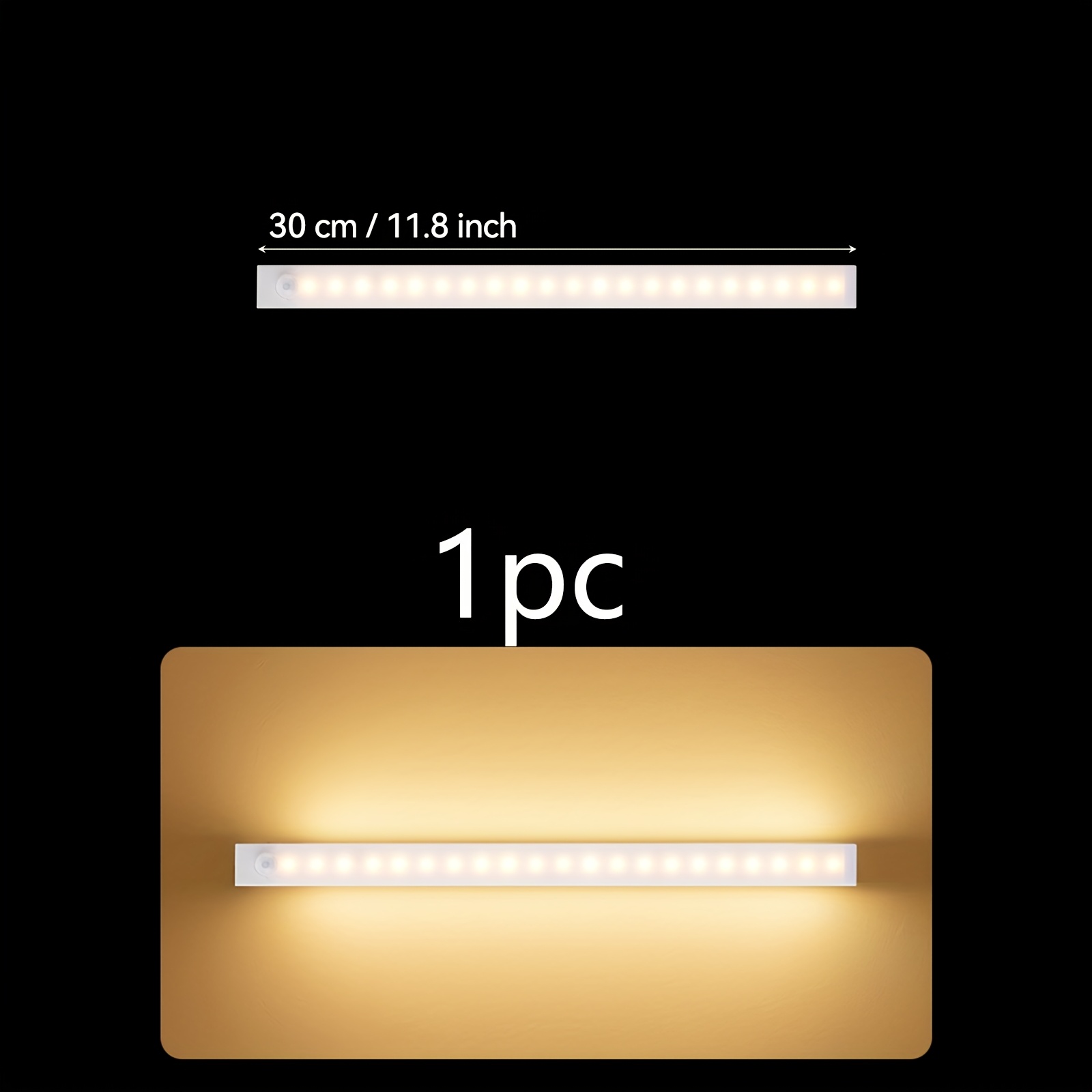 TEMU Usb Rechargeable Led Motion Sensor Night Light - Auto On, For Under Cabinet, Kitchen, Closet, Etc. - Warm Light/white Light Optional