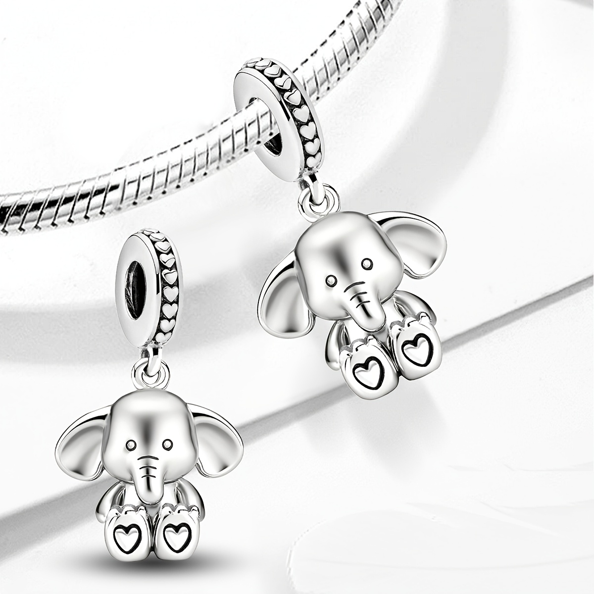 Sitting Elephant DIY Pendant, 925 Silver Plated