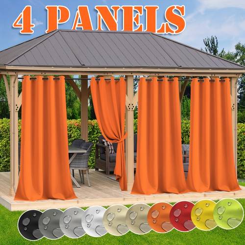 set of 4 outdoor curtains waterproof for patio resistant uv and fade resistant outdoor curtains suitable for pergola front porch trellis sunshade privacy curtains