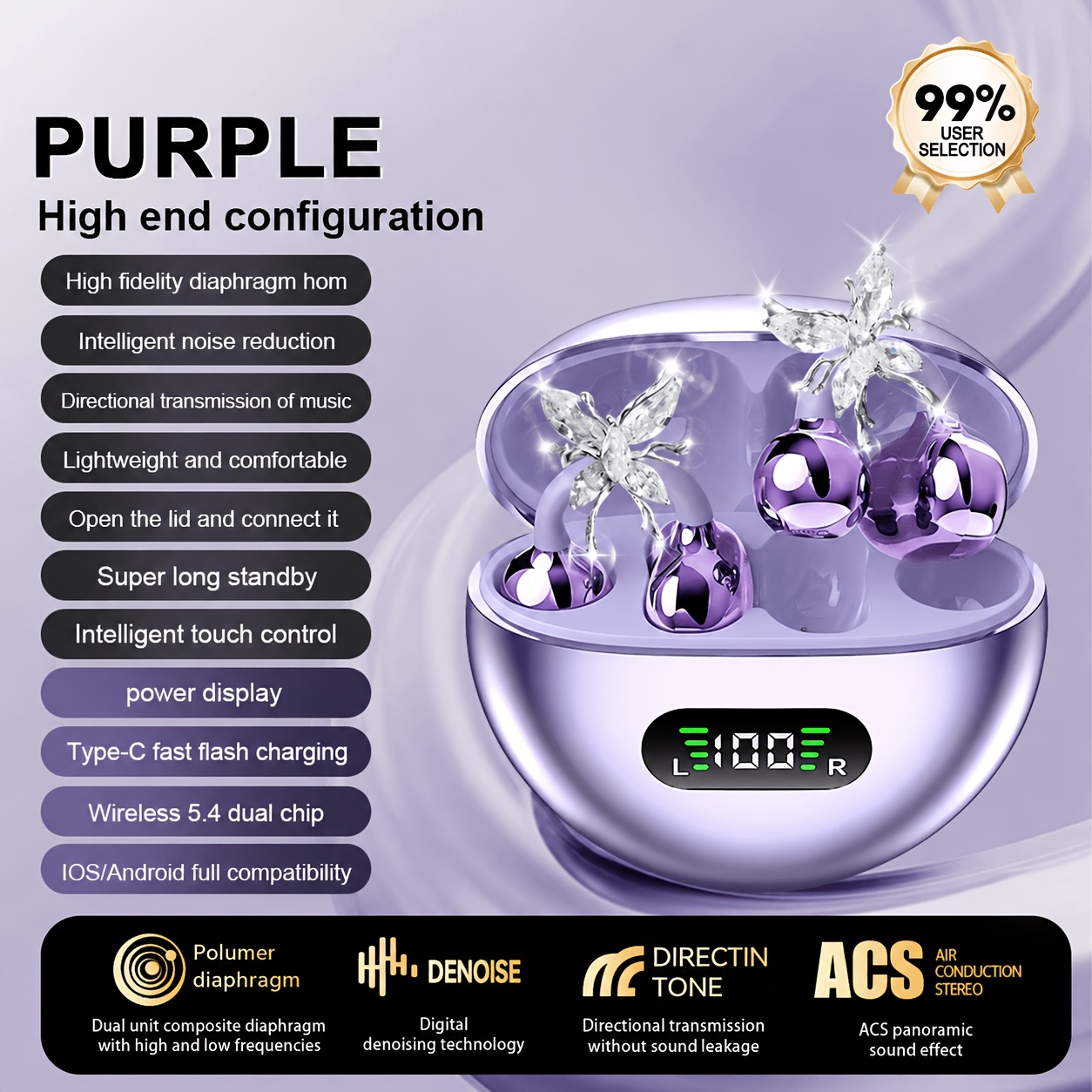 Image of Ows Clip-on Earbuds, Wireless Open Earphones With Detachable Beautiful Earrings, Comfortable Non-in-ear Design With Hifi Sound, Voice Noise Cancellation, Long , Suitable For Exercise/sports/outdoors
