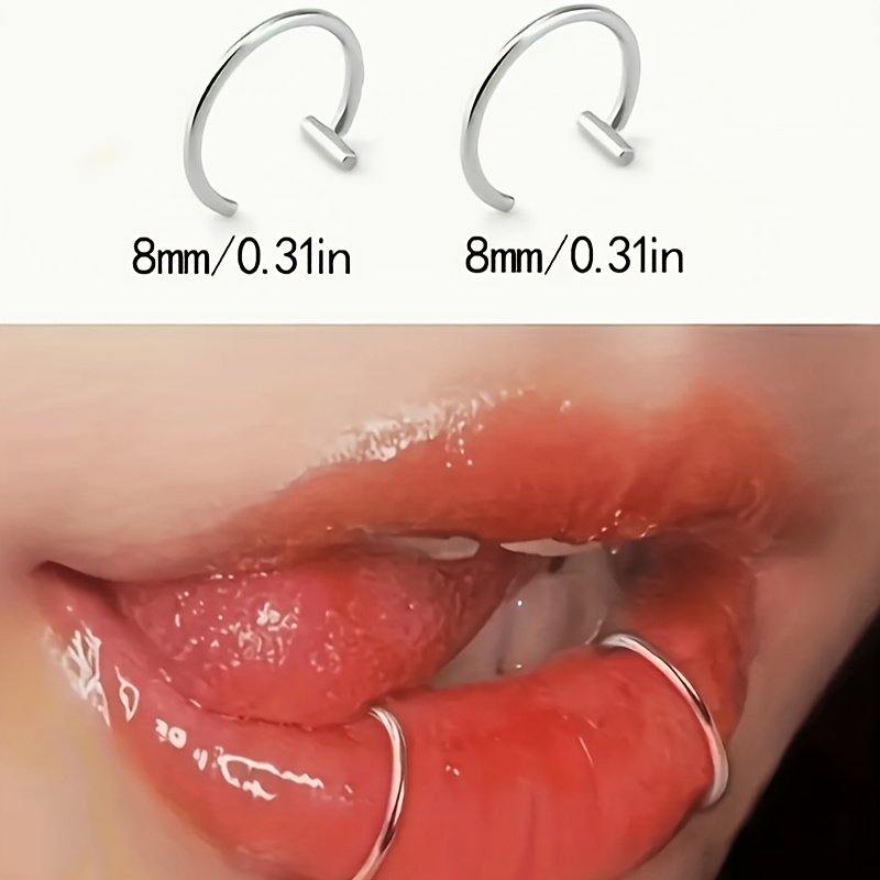 2pcs unisex minimalist punk style non piercing lip rings silvery hypoallergenic nose ring fashionable lip jewelry for casual attire and gifts
