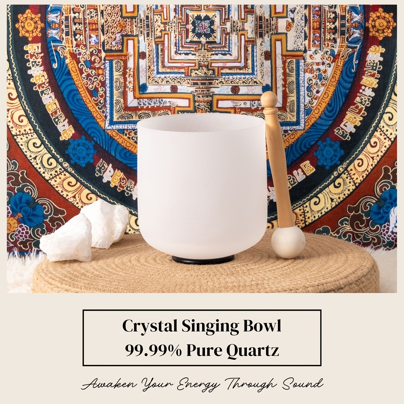 TEMU Bol Chantant en Cristal de 6 Pouces - Instrument en Quartz Pur - Adapté à la , au Yoga, à l'Équilibre Énergétique et au Bain - Inclut un