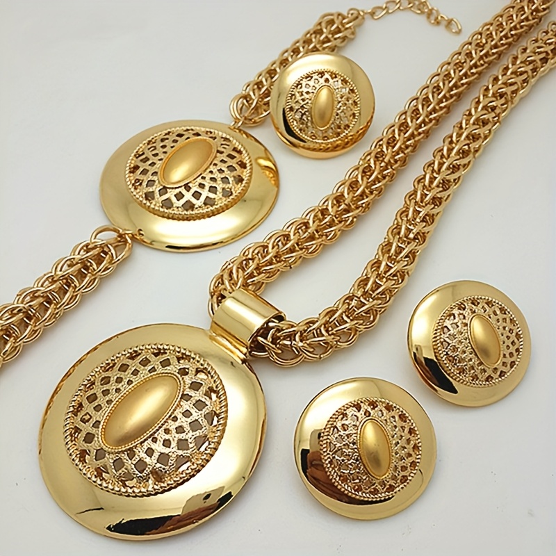TEMU Women's Jewelry Set Necklace Earrings Ring Bracelet Wedding Accessories