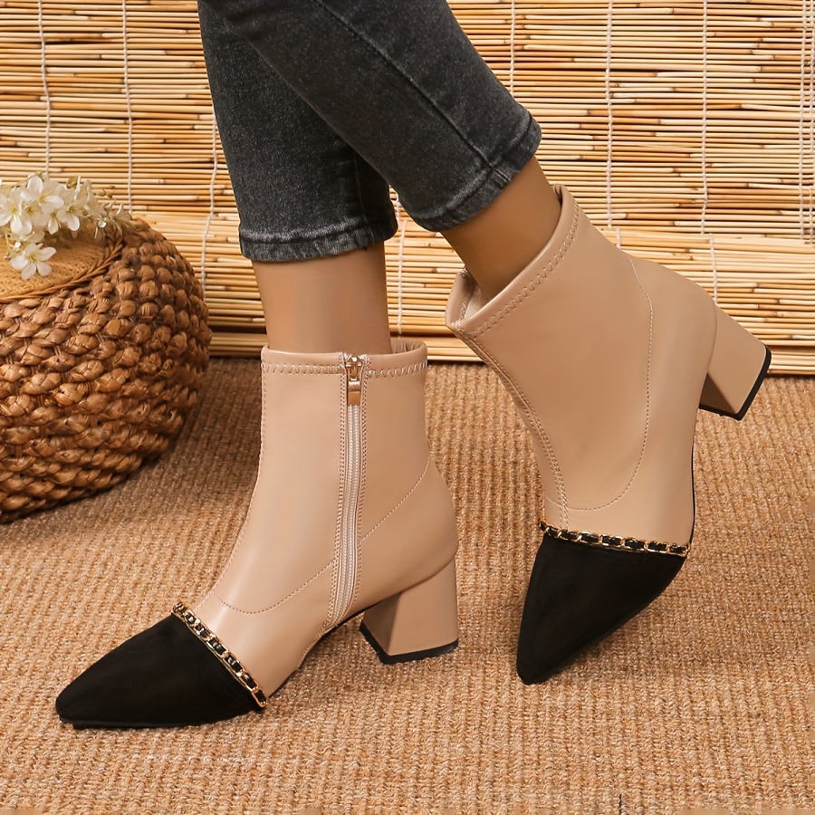 booties women heel pull side zipper boots Temu Georgia