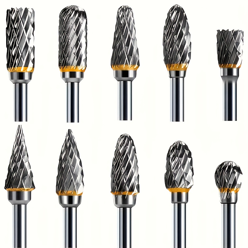 10pcs Rotary Burr Set With 1/8" Shank - Grinding & Carving, Ideal For Wood & Metal