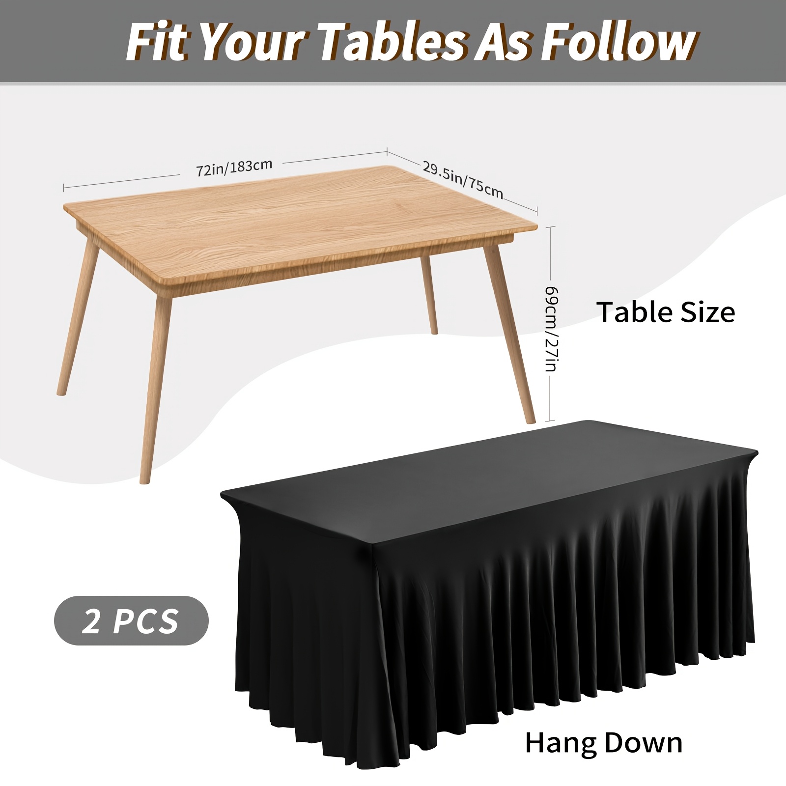TEMU 1pc/2pcs/4pcs Table Skirts, 4ft/6ft Table Cloth, Table Cloth Rectangle, For Rectangle Tables, Table Skirts For Rectangle Tables, Tulle Table