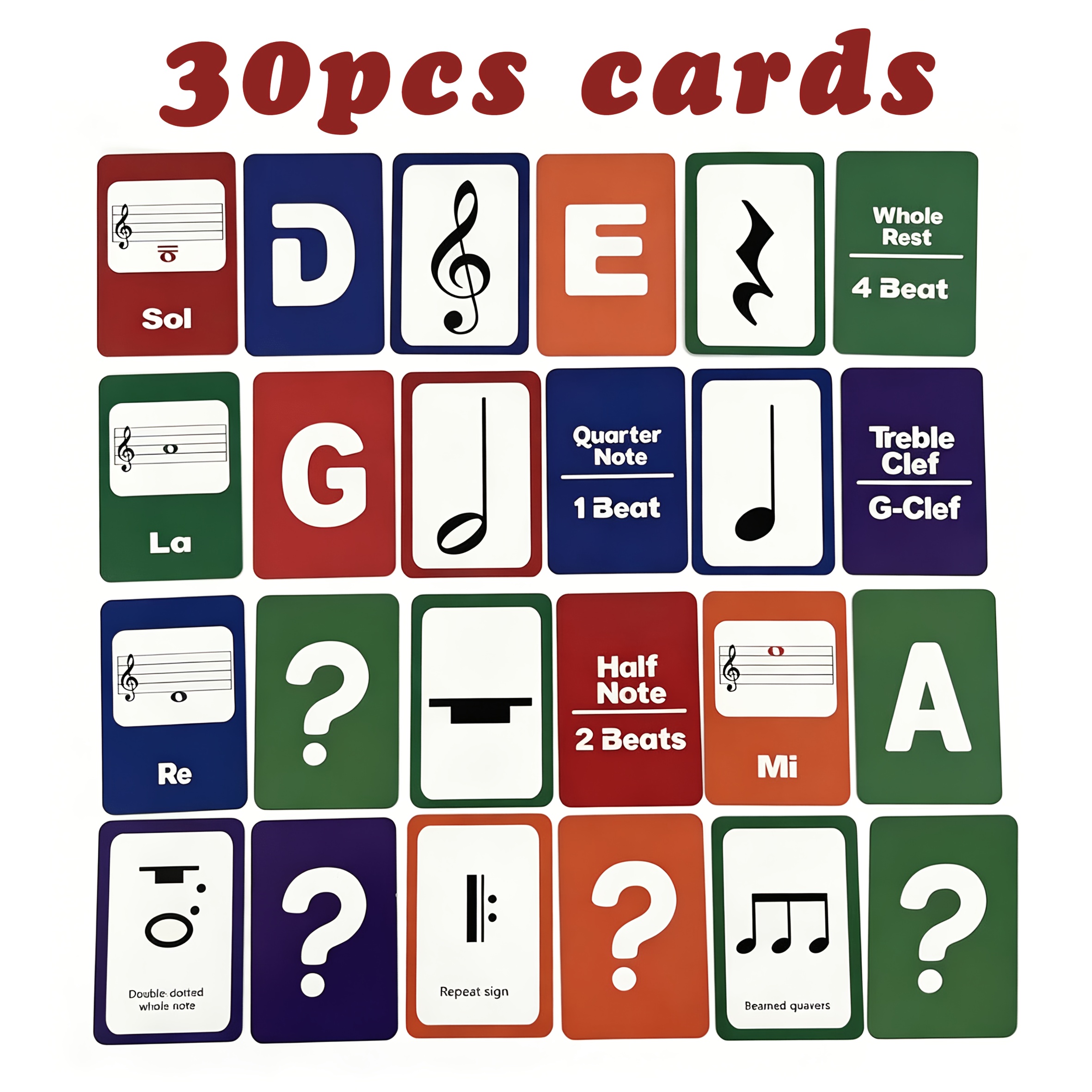 TEMU 30 cartes de jeu d'association de mémoire musical, de théorie au piano pour débutants, cartes de notes de piano, cartes de mémoire de notes de