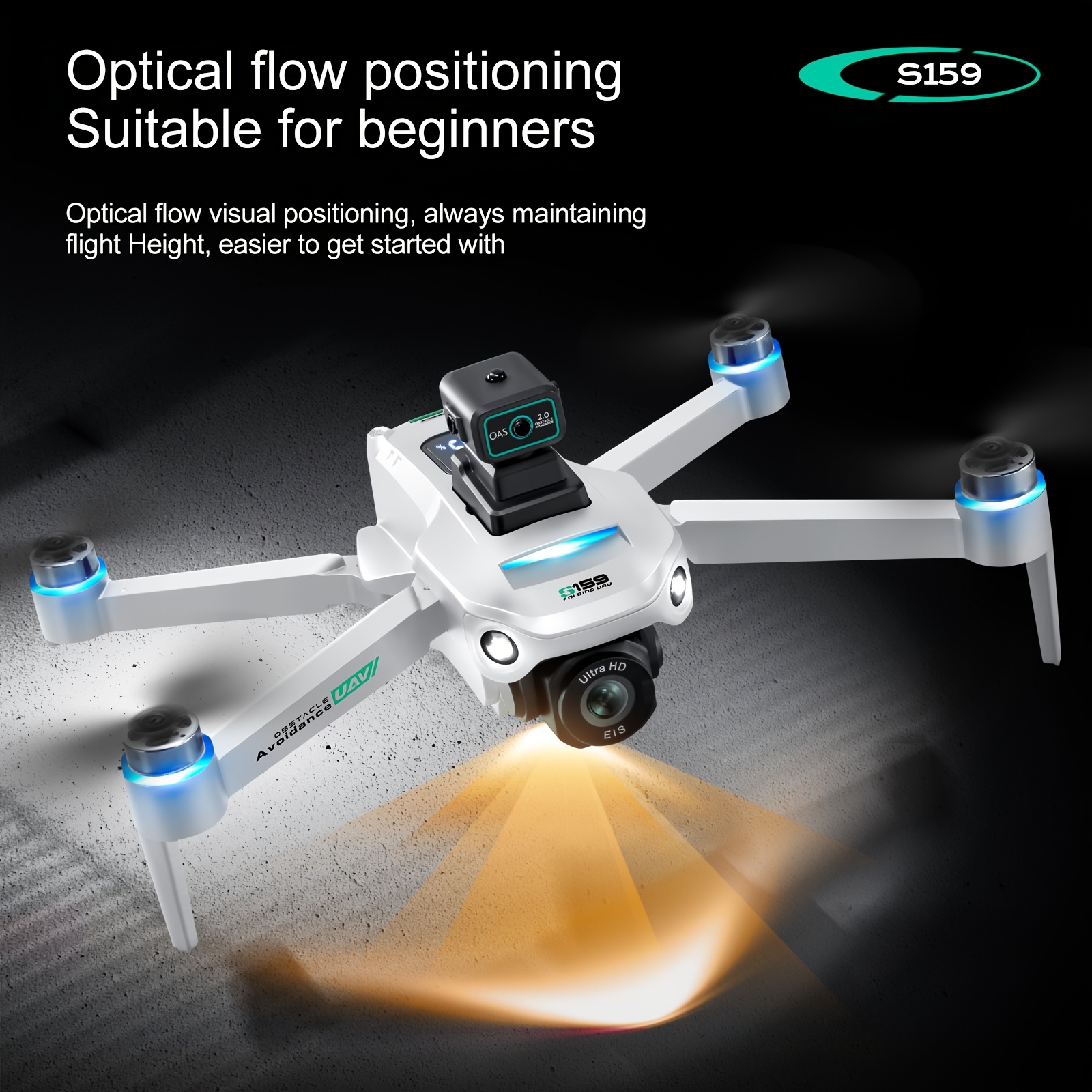 Drone S159 Smart GPS z Podwójnymi Kamerami HD, Optyczny Przepływ, Inteligentne Unikanie Przeszkód, Powrót/Obrot do Punktu Startu Jednym Przyciskiem, Fotografia Lotnicza, Transmisja WIFI w Czasie Rzeczywistym, Tryb Bezorientacyjny, Składany i Przenośny, Dron z Ekranem,Wysokiej Jakości Dron,Dron z pilotem zdalnego sterowania i ekranem,Dron Długodystansowy,Mini Dron,Mini Dron, Latanie Dronem,Kompaktowy Dron,Lekki Dron,Stabilny Lot,Trwała Konstrukcja,Hobbyści Fotografii,