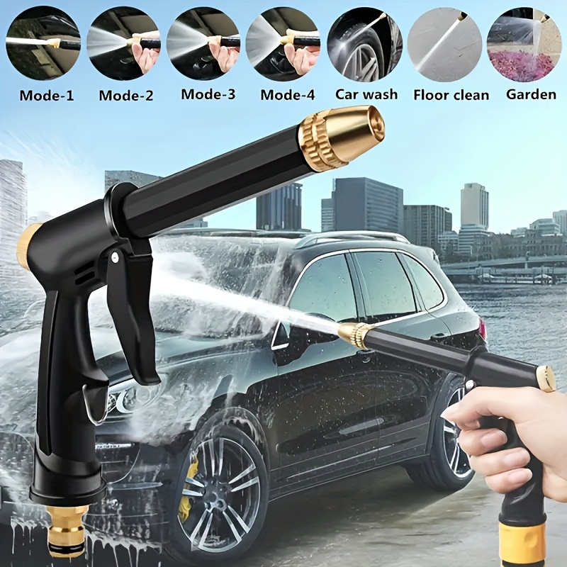 

1pc High-pressure Car Wash Water Gun With Universal Connector, Multifunctional Garden Shower Nozzle For Efficient Cleaning - Durable Material