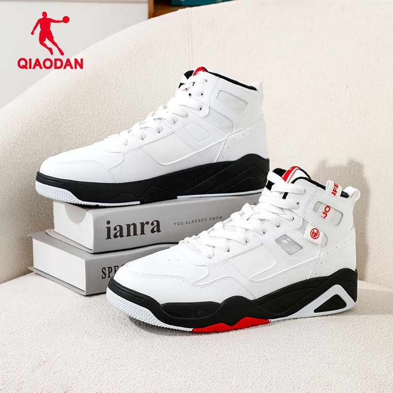 TEMU Qiaodan High-top Fleece-lined Sneakers | Men's Casual Sneakers For Fall/winter, Eva Upper, Fabric Lining, Rubber Sole, Lace Closure