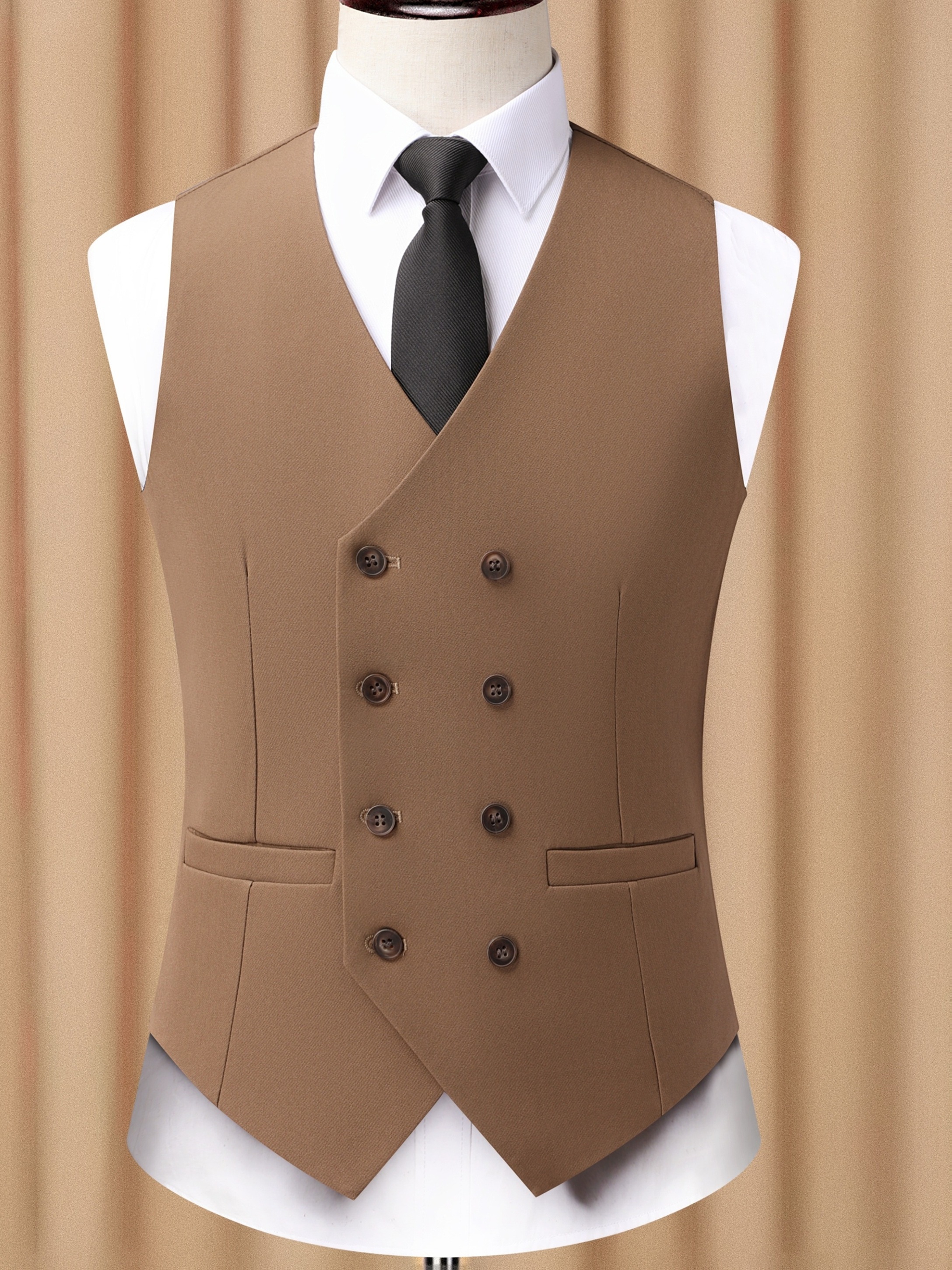 retro double breasted suit vest men british style fit - Temu Mauritius