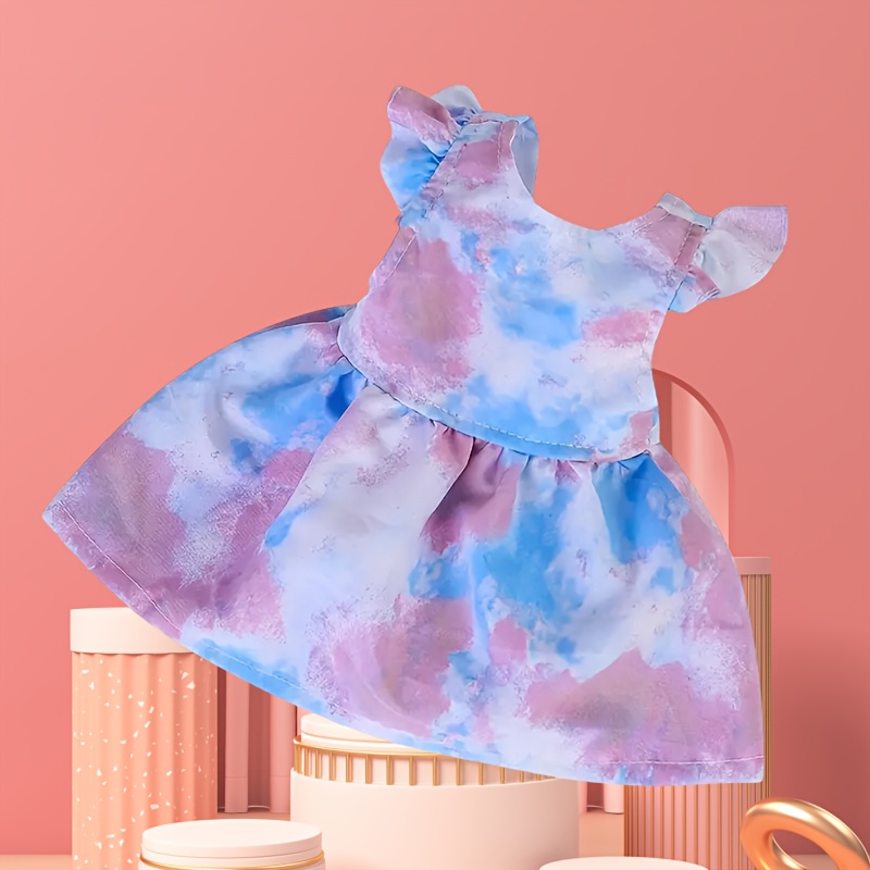 1pc Tie-dye Blue & Clothes For 14-17 Inch & 35-43cm , High-quality Polyester Fabric, Easy To Put , Compatible, My Life As, Dolls