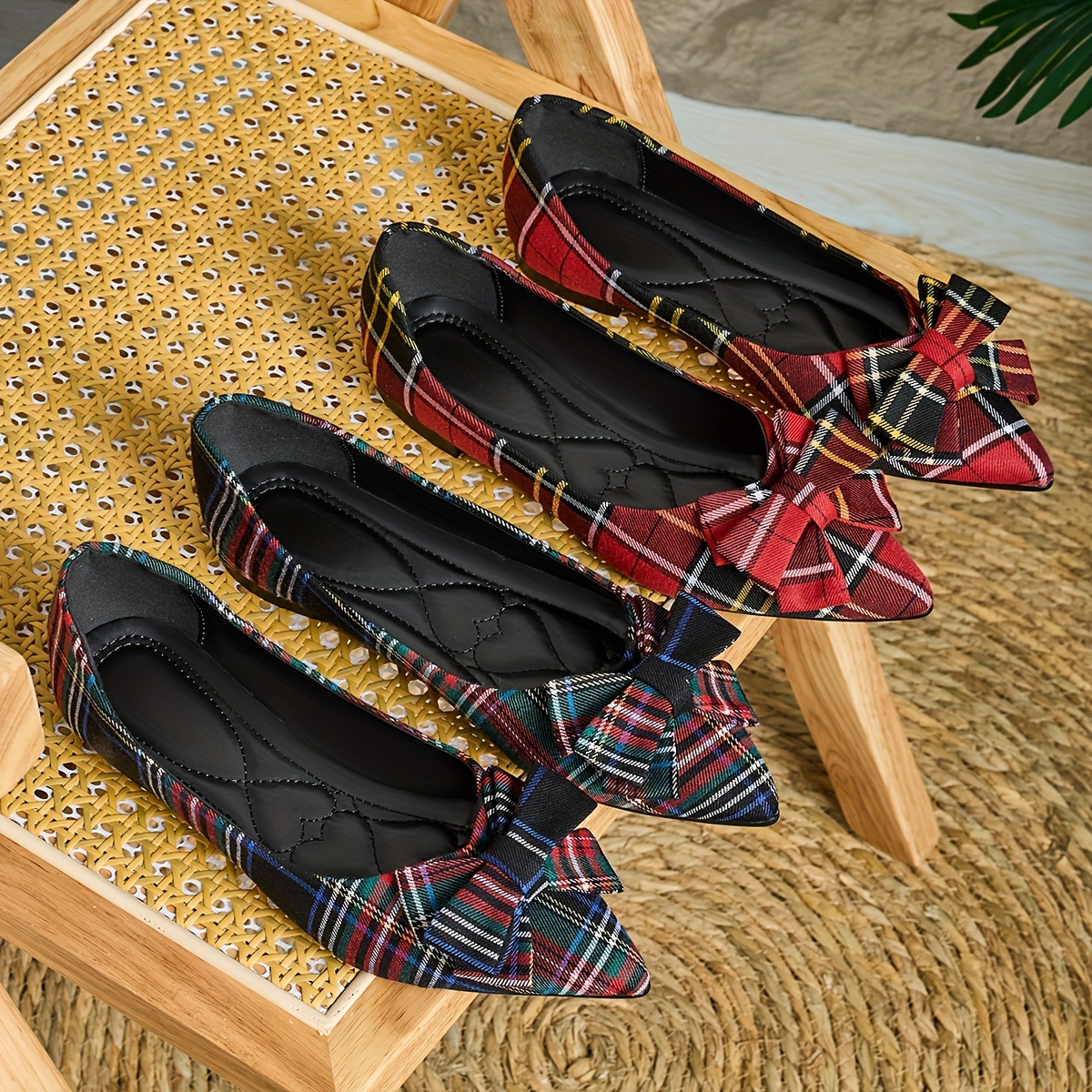 

Festive Plaid Bow Flats: Lightweight, Comfortable, And Stylish For