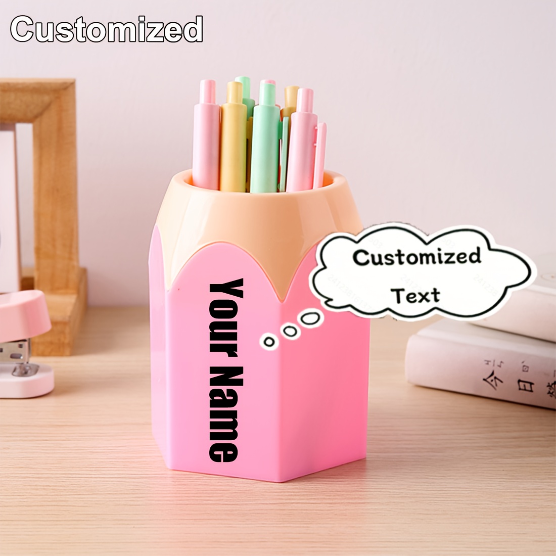 TEMU 1 portapenne personalizzato, personalizzabile con . Decorazione da scrivania per insegnanti, idea regalo per maestri, e porta matite viola blu ,