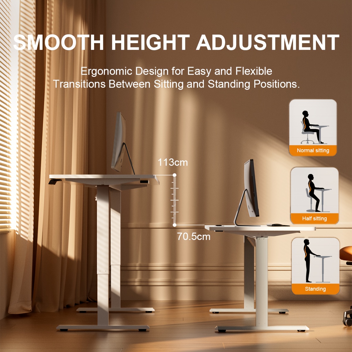 adjustable standing desk with desktop socket and usb port ergonomic electric sit stand computer desk height adjustable office study bedroom   Product details 1