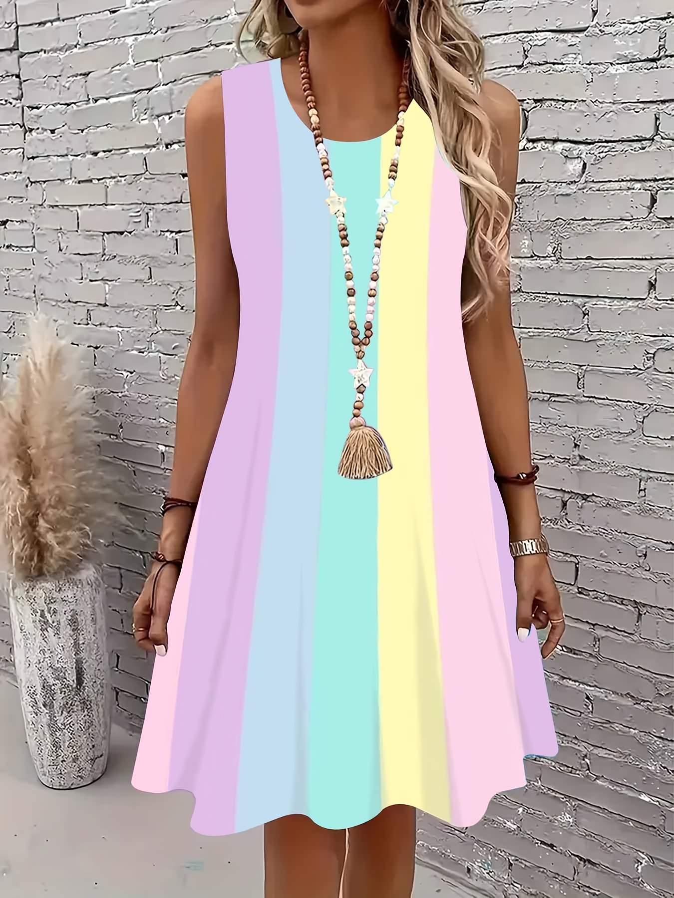 pastel rainbow dress sold on Temu United States