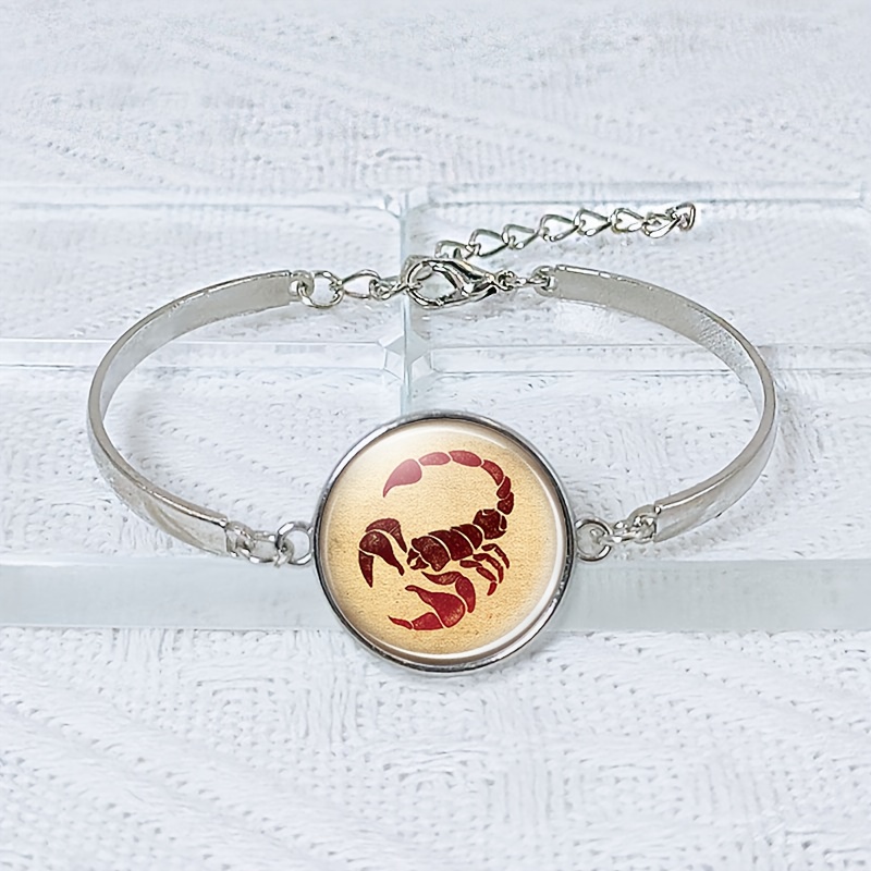 Adjustable Length White Glass Scorpion Design Bracelet