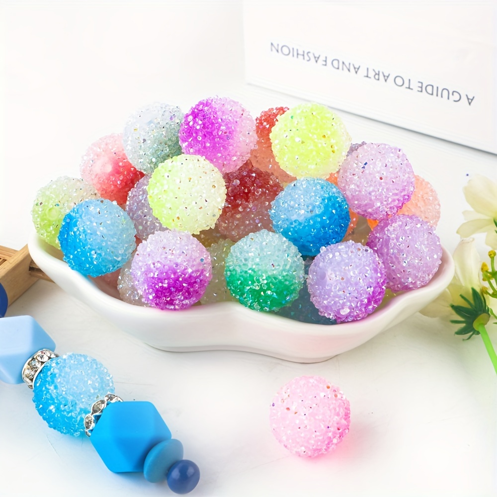 

20mm Vibrant Acrylic Sugar Sand Beads - Round Ball & Bubble Design For Diy Jewelry And Craft Supplies