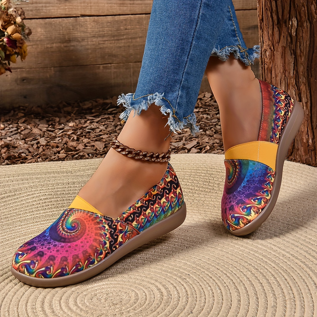 women s colorful stars flats lightweight flat slip canvas details 1