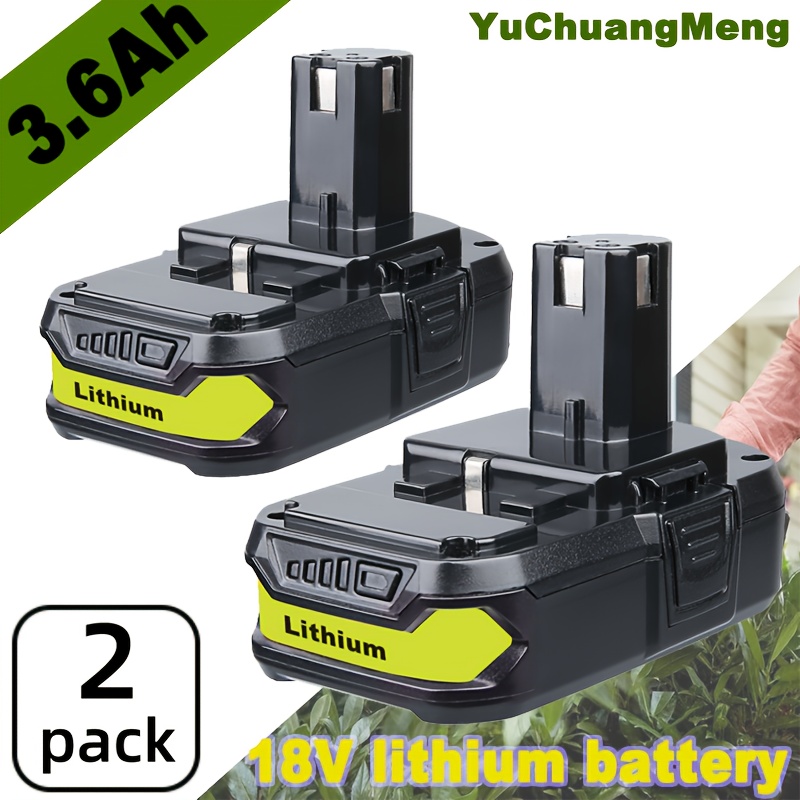 TEMU Set Of 2 3.6ah Rbl1805 Batteries Designed To Replace For Ryobi 18v Lithium-ion Batteries For Use With For Ryobi 18v Cordless Tools, Including