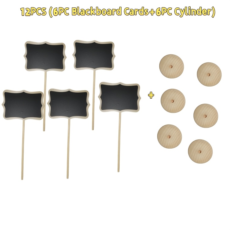 TEMU 12pcs Mini 1 Desktop Stand Small Blackboard Assembly (6 Blackboard Insert Cards 6 Disc Bases) Retro Lace Birthday Wedding Food Label Erasable