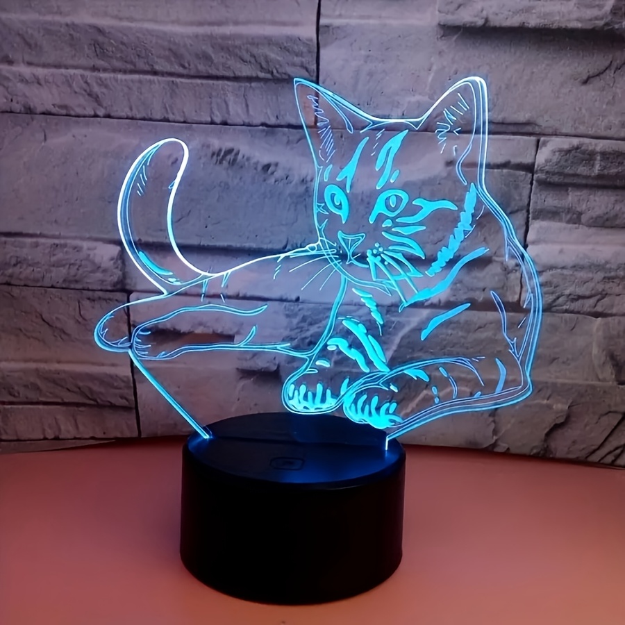 

A 3d Visual Cat Night Light With 7 Controls, Suitable For Lighting In Bedrooms, Living Rooms, And Study Desks, Making A Warm Gift For During Christmas And Easter.