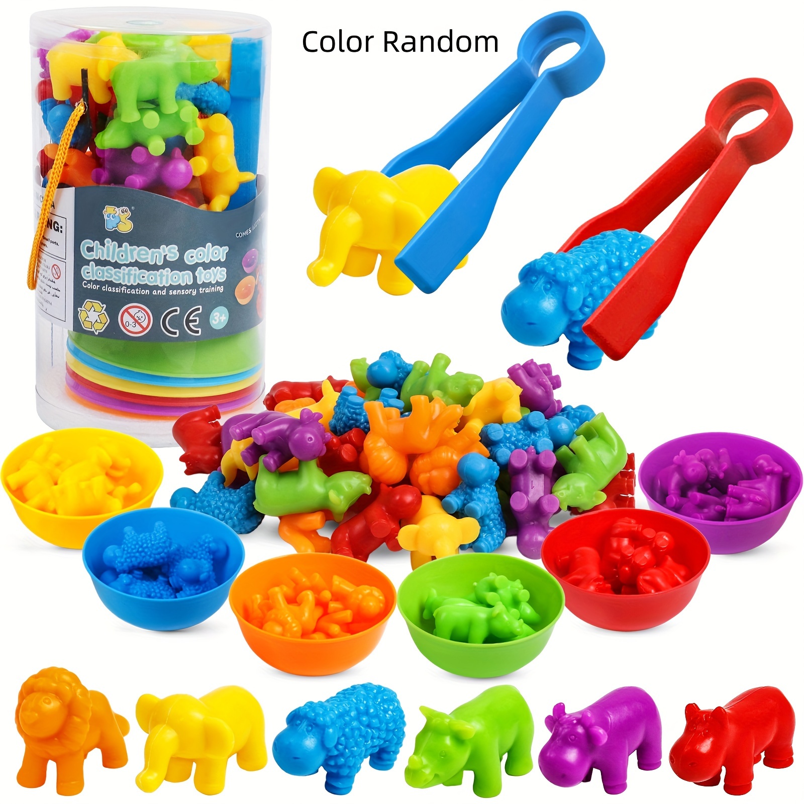 TEMU Educational Animal Counting Toy Set With Color Matching & Sorting Bowls - Preschool Learning, Math Skills Development, And Sensory Play - Ideal Christmas, , And Holiday Gift For Kids