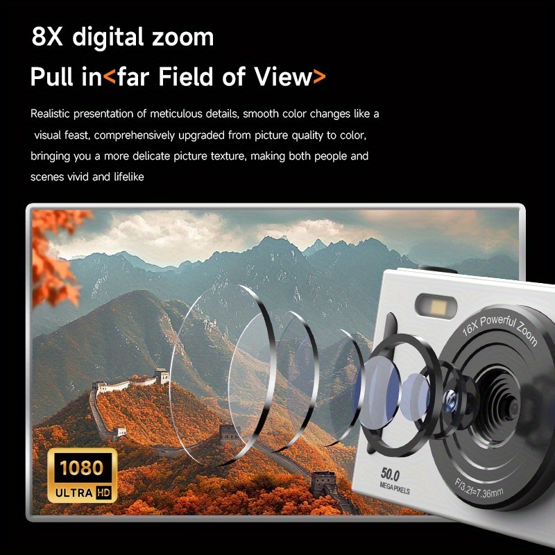 ccd digital retro camera m26 32gb sd card 50mp ultra hd Temu