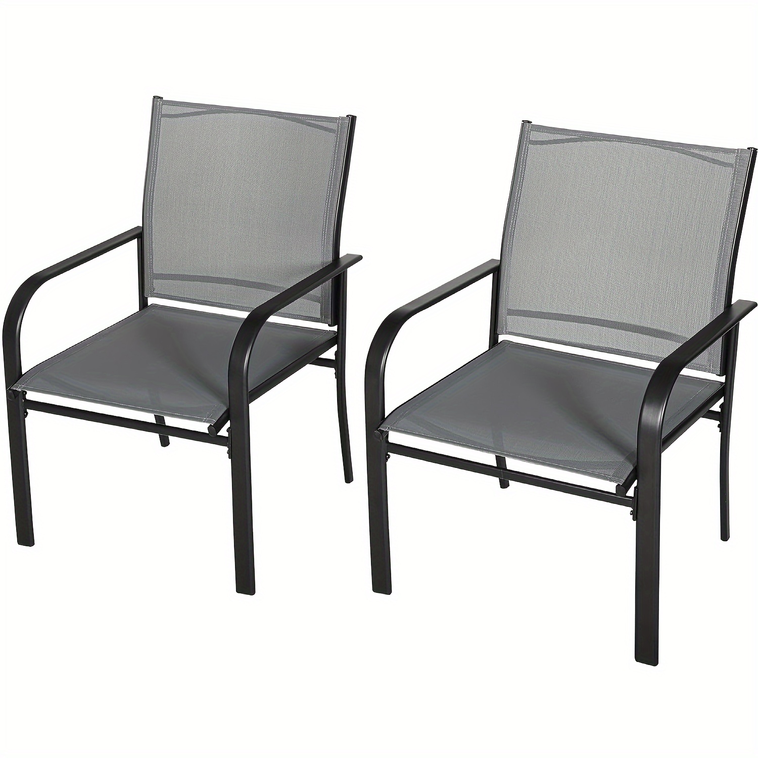 

2pcs Patio Chairs Outdoor Textilene Dining Chair For Garden, Backyard, Deck, Lawn, Gray