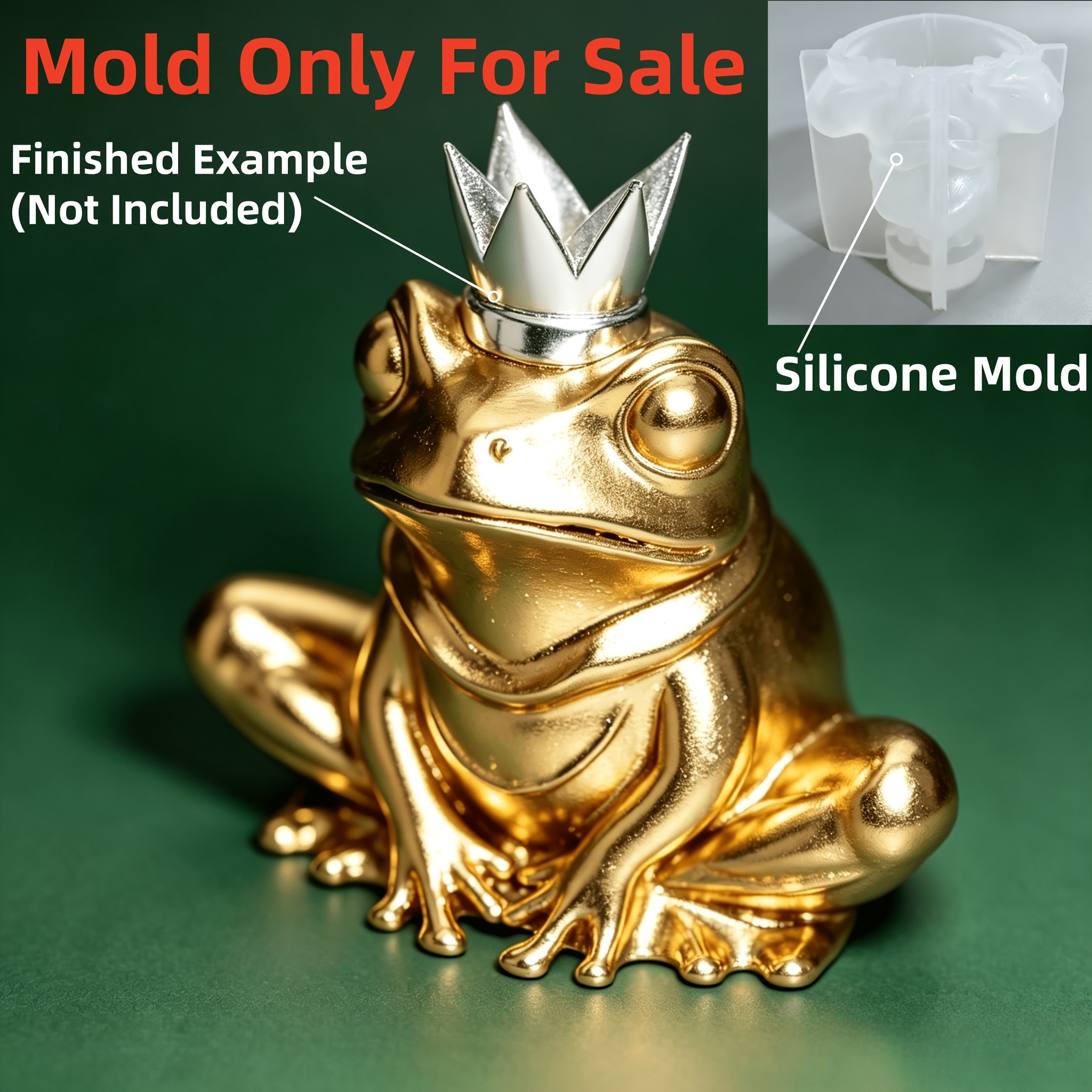 Image of 3d Crown & Silicone Mold Suitable For Diy Crafts, Resin, Candle, Soap Making - European-themed Irregular Shape With Frog, Mold For Plaster, Home Decor, Handmade Crafts ()