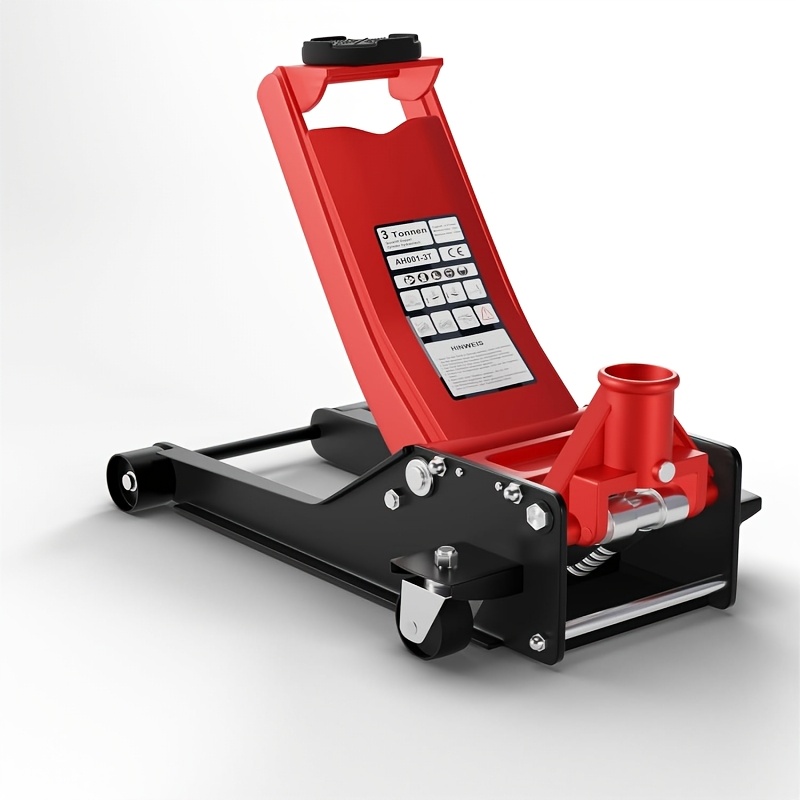 Professional Hydraulic Jack 3t Flat Lifting Height 75-510mm 360° Rollers With 2x Rubber Pads Lifter Under Frame