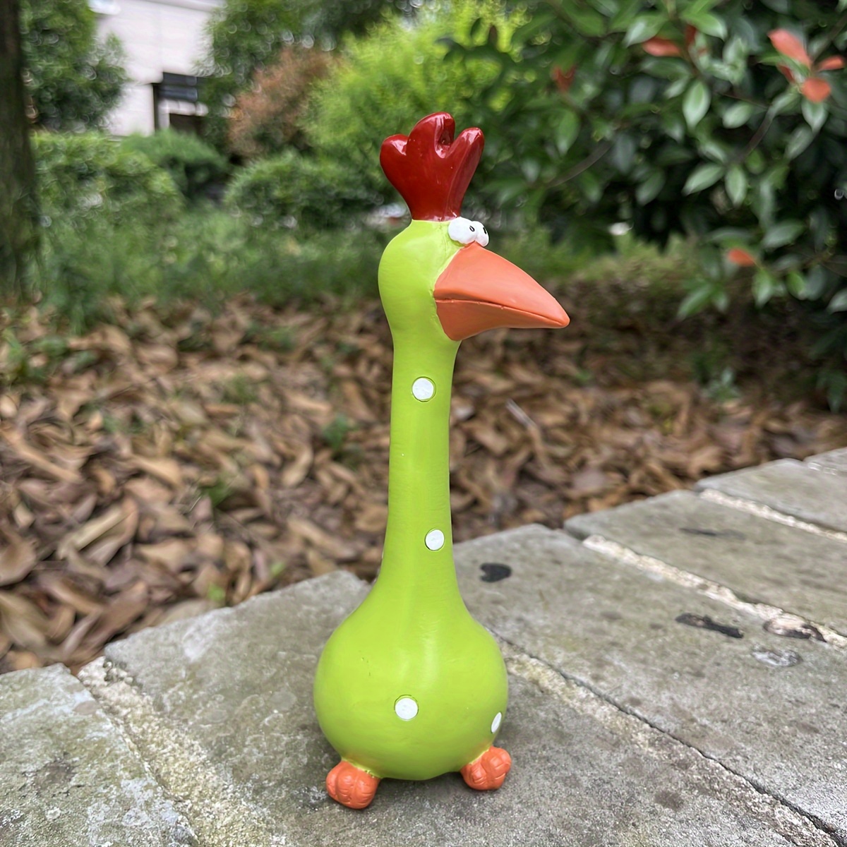 Image of Cute Fun Creative Polka Dot Rooster Statue Animal Garden Statue Suitable For Home Decoration And Indoor/outdoor Garden Courtyard Balcony Space