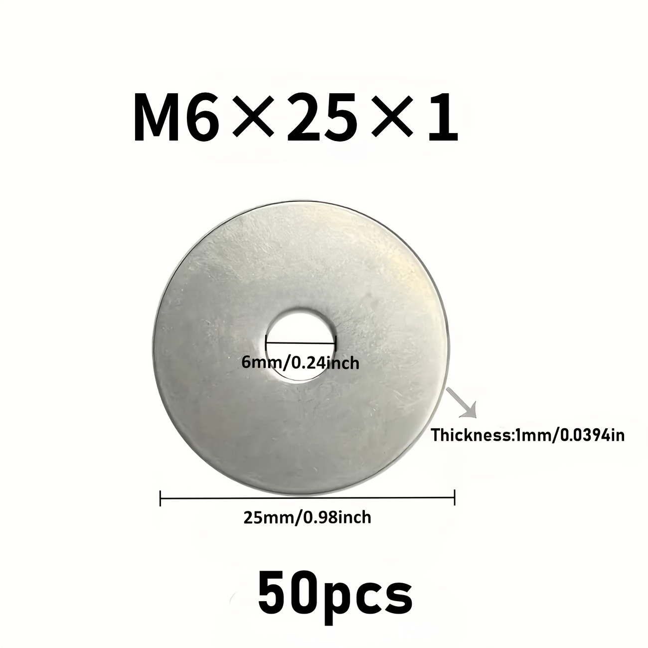 TEMU 100/50pcs Fender Washer, Large Thickened Galvanized Washer, Thickened Metal Flat Washer, Fender Washer, Durable, - Suitable For Handmade, Garden