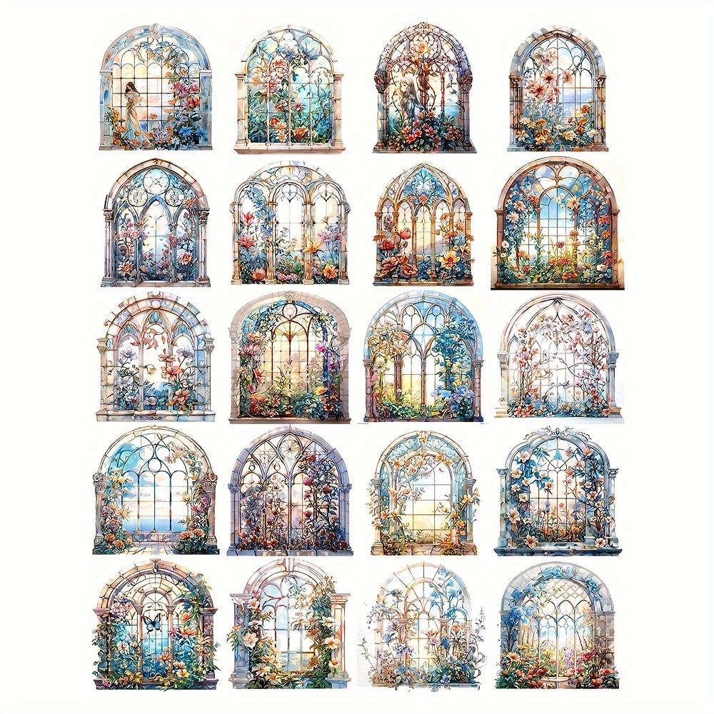 Flower Glass Windows Stickers Pack For Crafts Scrapbooking Laptop Stationery Notebook Wall Aesthetic Decoration Decal