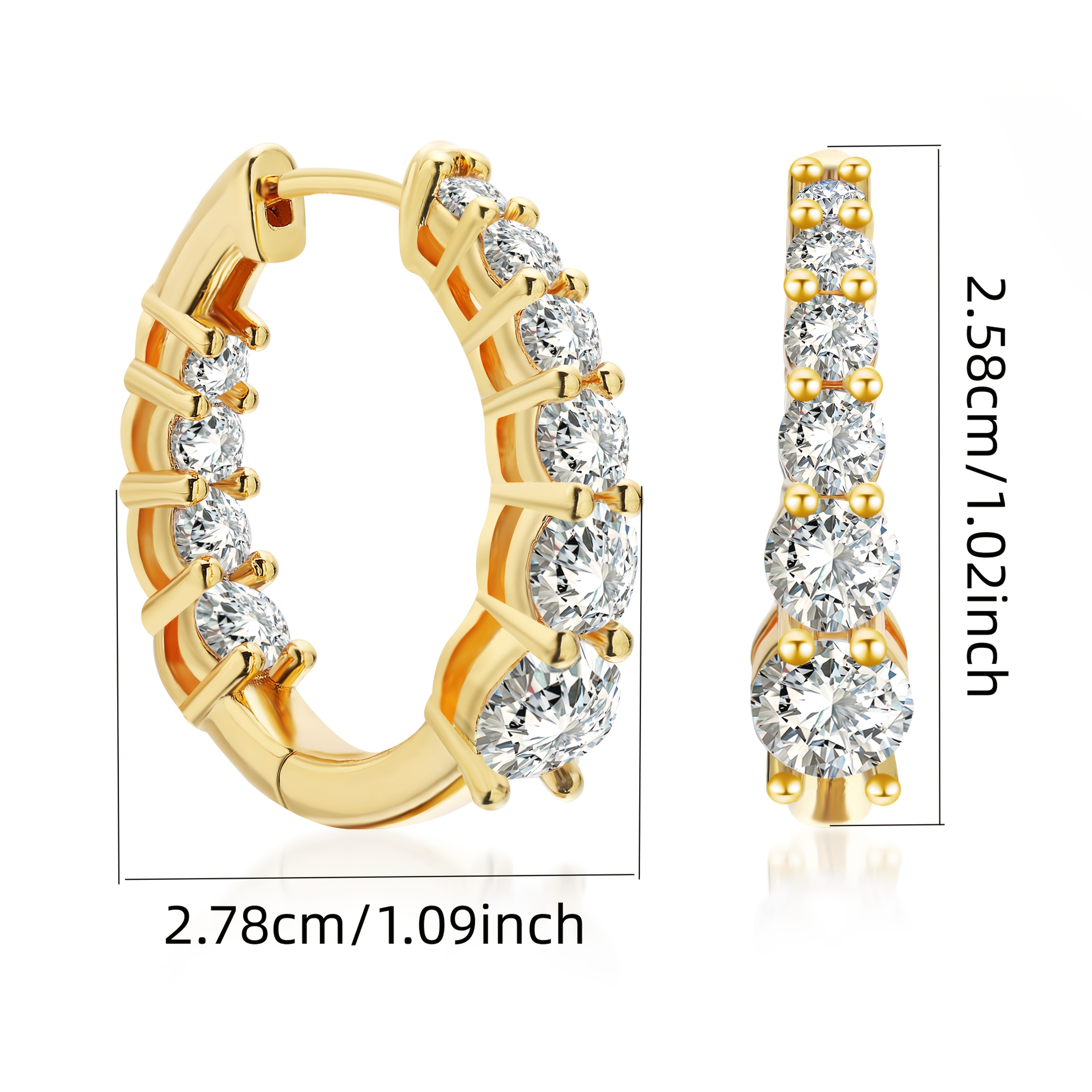Image of 925 Hoop Synthetic Zirconia Earrings High-end Luxury Ladies Jewelry Elegant Sexy Fashion Trend Christmas Valentine's Day Holiday Gift Birthday Gift With Exquisite Packaging Gift Box
