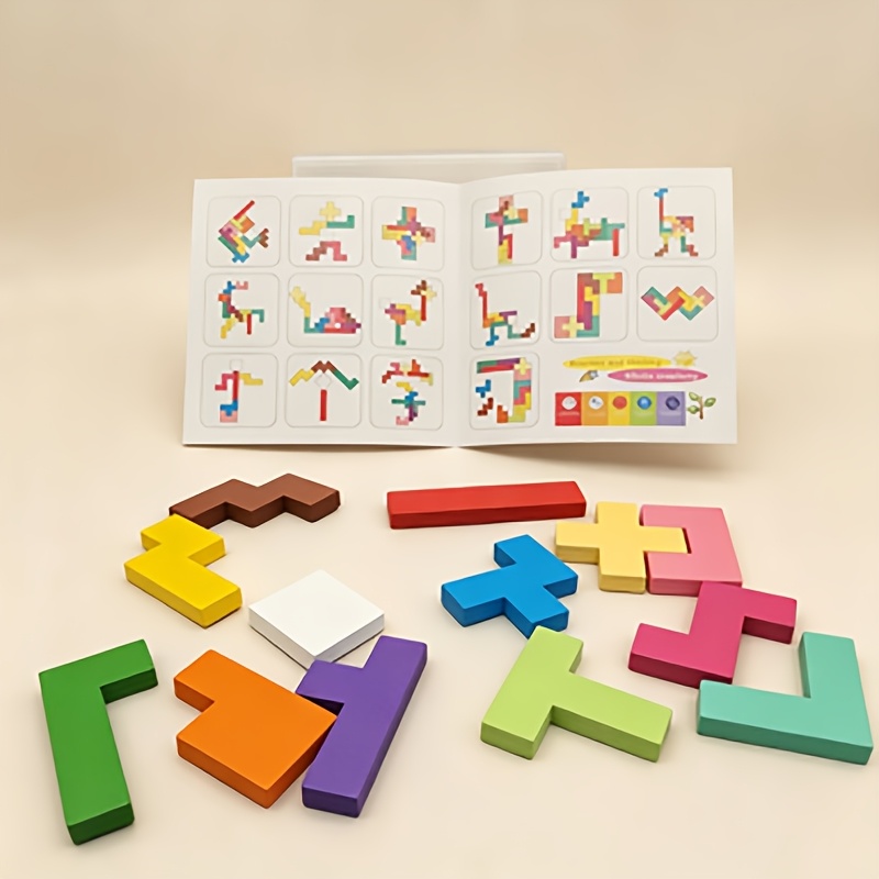 Wooden Puzzle Brain Teaser Toy, 13pcs Set