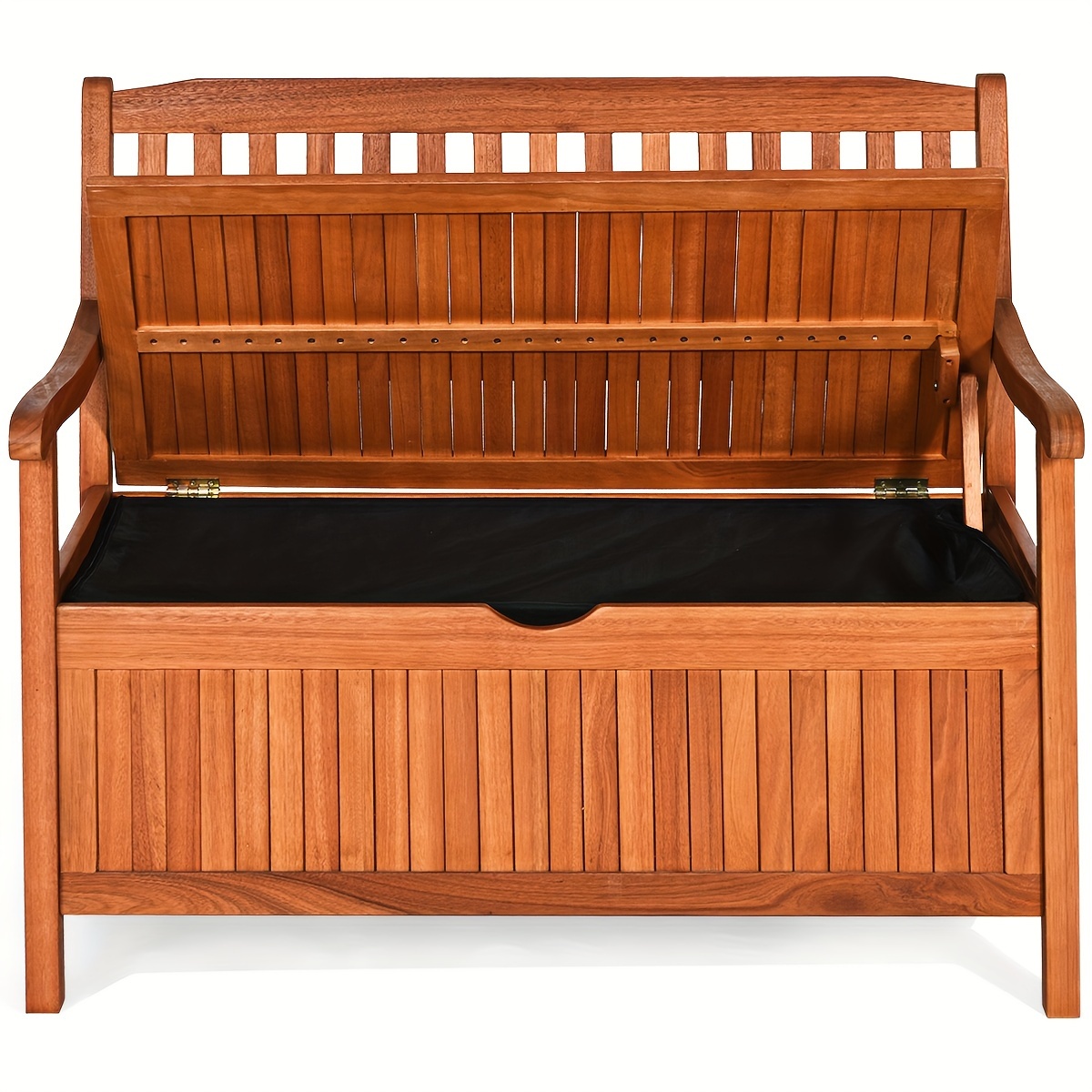 

42" Storage Bench Deck Box Solid Wood Seating Container Tools Toys W/backrest